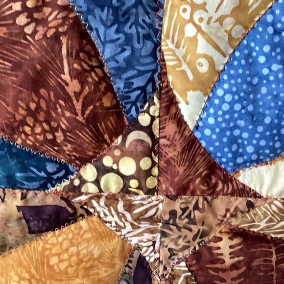 Patchwork Quilt with Blue and Brown Tones - Picture 10 of 16